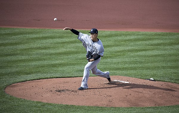 Tanaka pitching in April, 2017