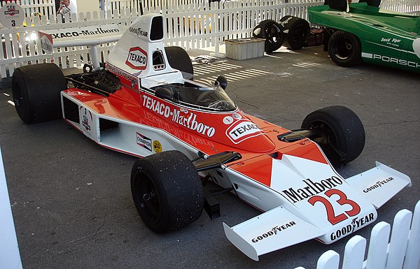 Charlton drove the McLaren M23 of car number 23 during the 1974 South African Grand Prix.