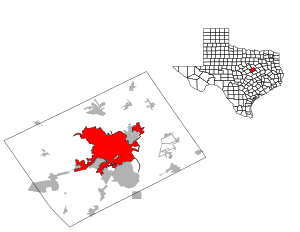 Location within McLennan County and ٹیکساس