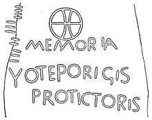 Rubbing of a 6th-century stone inscription in Latin found in West Wales in 1895: "Monument of Voteporigis the Protector". According to Thomas Charles-Edwards, the inscription provides "decisive evidence" of how long Vulgar Latin was spoken in this part of Britain. Memoria.Voteporigis.Protictoris.jpg