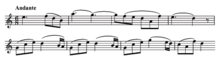  Two staves of printed music notation