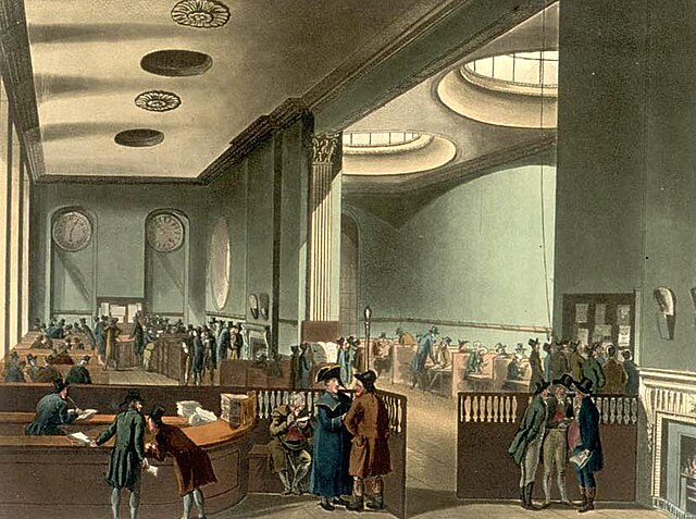 The subscription room at Lloyd's of London in the early 19th century