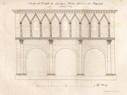 Drawings of the Lorsch monastery gatehouse emphasizing the classical influences Moller Denkmahler Lorsch Torhalle 53.png