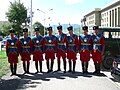 Mongolian police in traditional uniform