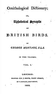 <i>Ornithological Dictionary</i> Book by George Montagu