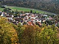 * Nomination Overlooking Muggendorf in Franconian Switzerland --Ermell 16:22, 27 December 2016 (UTC) It is as if the image is 'bend'. The church on the left is slightly leaning to the left, but in the right side of the village, the houses appear to tilt to the right! How can that happen? -- Slaunger 19:12, 29 December 2016 (UTC)  Comment I tried to fix the errors and hope it´s better now. Thanks for the review.--Ermell 14:07, 31 December 2016 (UTC) * Promotion Much better. Good quality. -- Slaunger 15:55, 31 December 2016 (UTC)