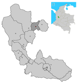 Location of the municipality and town of Guatica in the Risaralda Department of Colombia.