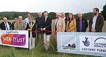 Michael Tomlinson MP opening the nature park in June 2016 NP Opening-small file.jpg