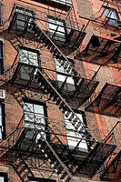Buildings with fire exit ladders in Soho. New York City 2005