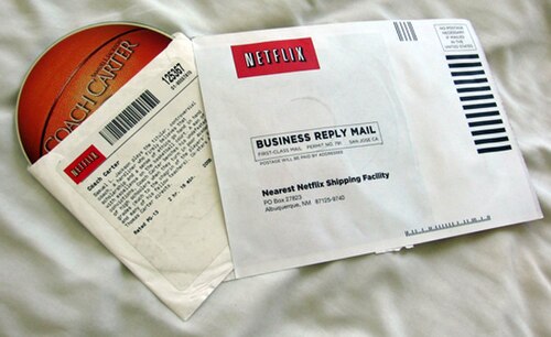 Opened Netflix rental envelope containing a DVD copy of Coach Carter (2005)