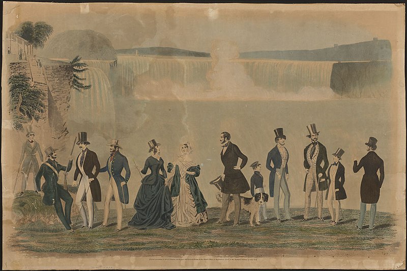 File:Niagara Falls fashion plate, 1842 Gravure de mode devant les chutes Niagara, 1842 (48301610776).jpg