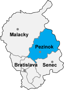 Poloha okresu Pezinok v Bratislavskom kraji (klikacia mapa)