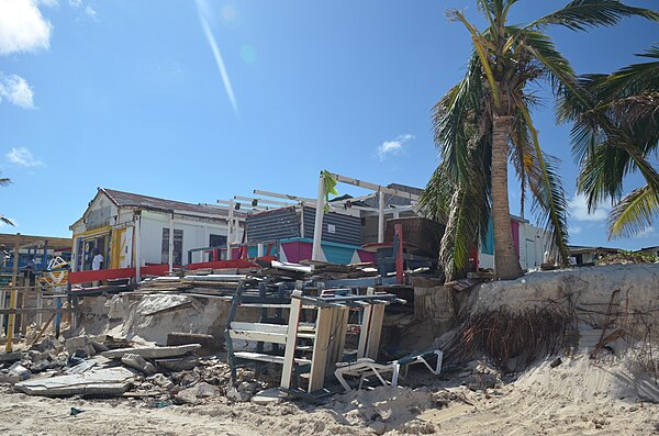 Damage to coastal installations at Orient Beach on Saint Martin