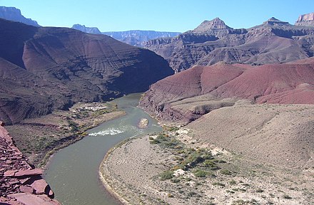 The Colorado River near Unkar Rapid (Mile 72.9) Overlook over the Colorado.JPG