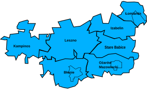 Powiat de Varsóvia Ocidental no mapa