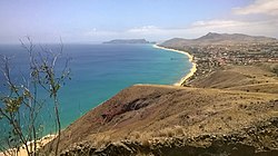 The man made coastal beach of Porto Santo.