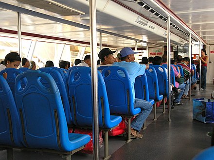 Passengers in one of the boats of the ferry service in 2008
