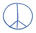 Opphavleg symbolet for atomvåpennedrusting, seinare også eit generelt fredssymbol.