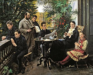 <i>The Hirschsprung family portrait</i> 1881 painting by Peder Severin Krøyer