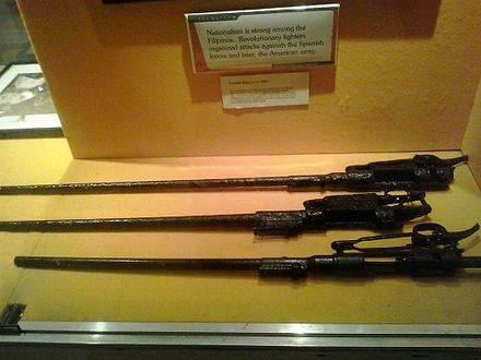 Remnants of rifles used by Filipino soldiers during the War on display at Clark Museum