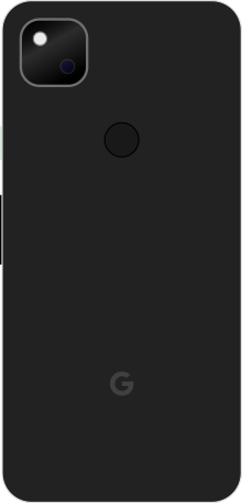 Schematic of Pixel 4a's back, showing camera module and fingerprint sensor in upper left and upper center, respectively.
