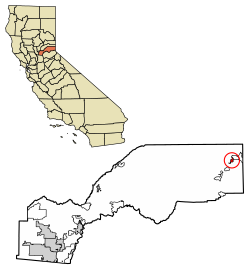 Kaliforniya shtatidagi Pleyser okrugidagi Carnelian ko'rfazining joylashishi.