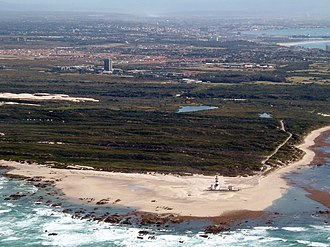 Aerial view of Cape Recife with the lighthouse and Port Elizabeth on the background Port Elizabeth Cape Recife Lighthouse, proposed site, from the air 3.JPG