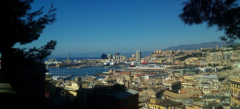 File:Port of Genoa from Spianata Castelletto.jpg