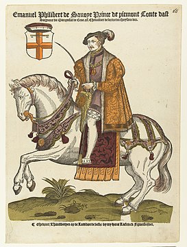 Portret van Emanuel Philibert van Savoye te paard