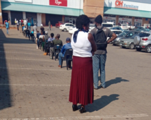 People practicing social distancing during a shopping outing in South Africa, May 2020 RSA-Social distancing-May-2020.png