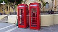 Red phone boxes in Republic Square, Valletta, Malta