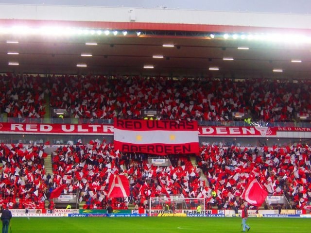 A display by Aberdeen fans in the Richard Donald Stand