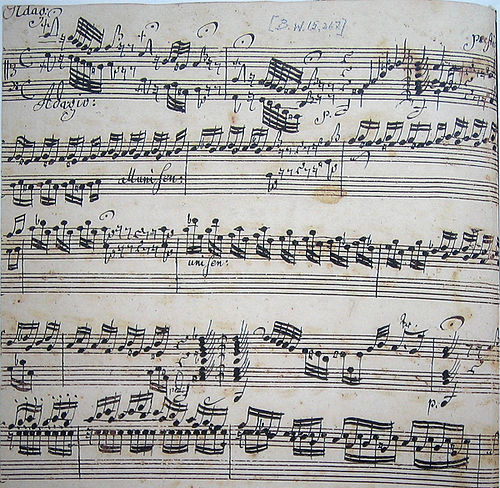 Beginning of BWV 565 in Johannes Ringk's manuscript, which is, as far as known, the only extant 18th-century copy of the work