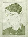 Uit de Collectie Mankes ’’Zelfportret’’ (1913), houtsnede (groenig)