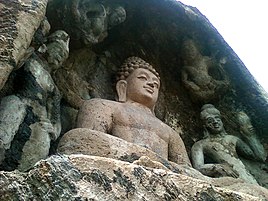 Rock-cut Buddha statue at Bojjannakonda near Anakapalle, Burnga.