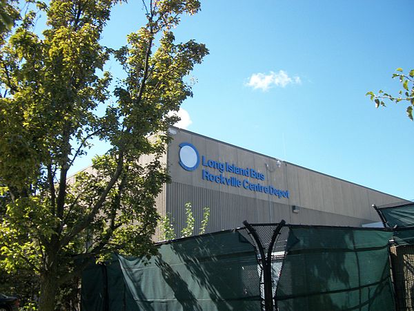 The Rockville Centre Bus Depot in September 2012. Note the MTA logo painted over.