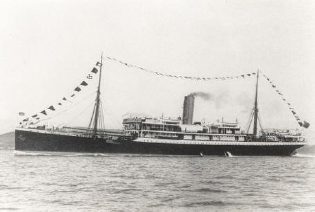 Mendi (4,222 GRT), built in 1905 and sunk in a wartime collision in 1917, killing 646 people