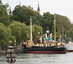 S/S Orion vid kaj på Skeppsholmen i Stockholm