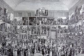 Exposició al Saló de 1787, aiguafort de Pietro Antonio Martini. La pintura de David és visible a la part posterior, a la part baixa, cinquena des de l'esquerra