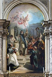 San Leonardo tra i santi Lorenzo Giustiniani, Andrea e Nicolo Francesco Fontebasso