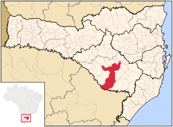 Lage im Bundesstaat Santa Catarina und Brasilien