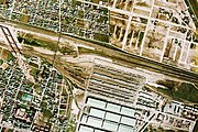 札幌貨物ターミナル駅の空撮写真（1976年）。