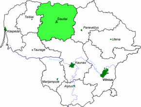 Poziția regiunii Šiaulių Apskritis