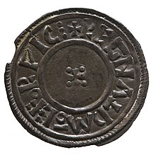 Silver Penny of AEthelstan (924-939), Yorkshire Museum Silver penny of King Aethestan (YORYM 2000 623) reverse.jpg