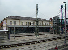 South side of the station building with track field