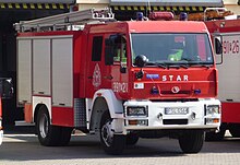 A fire engine made by FSC Star in Lesser Poland's Starachowice Star S2000PSP.JPG
