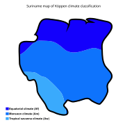 Suriname map of Köppen climate classification