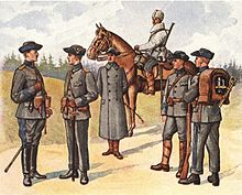 Depiction of Swedish Army uniforms in 1910 Svenska armens uniform, 1910 ars modell, Nordisk familjebok.jpg