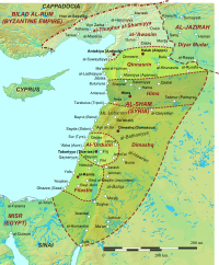 The expansion of the caliphate under the Umayyads. .mw-parser-output .legend{page-break-inside:avoid;break-inside:avoid-column}.mw-parser-output .legend-color{display:inline-block;min-width:1.25em;height:1.25em;line-height:1.25;margin:1px 0;text-align:center;border:1px solid black;background-color:transparent;color:black}.mw-parser-output .legend-text{}  Expansion under Muhammad, 622–632   Expansion during the Rashidun Caliphate, 632–661