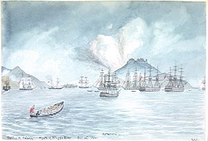 Zhenhai bombardeada por navios de guerra britânicos